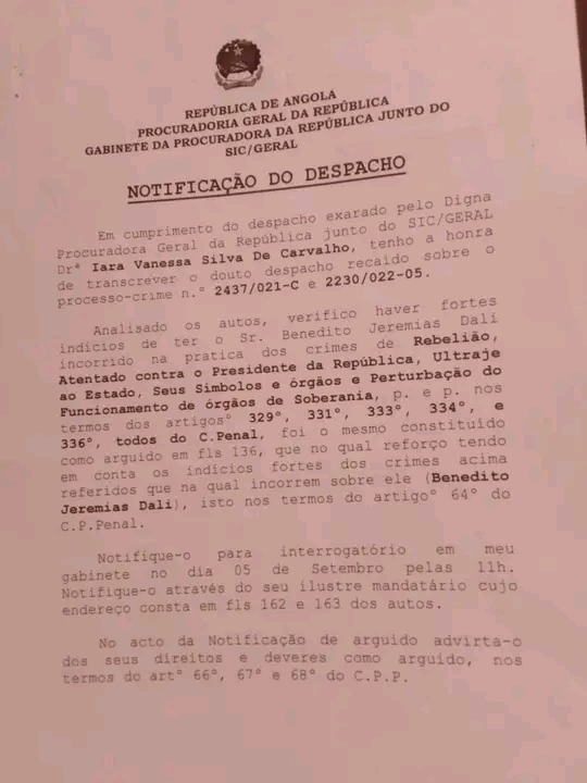 Activista Dito Dalí constituído arguido - João Lourenço 1 Activista Dito Dalí constituído arguido