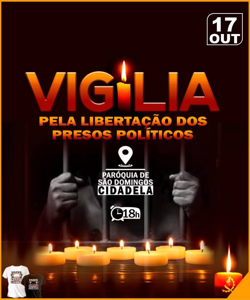 Cidadãos convocam vigília pacífica em Luanda pela libertação dos presos políticos.