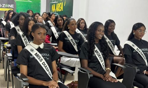 Candidatas ao Miss Angola 2025 durante sessão promocional da Premier Bet.